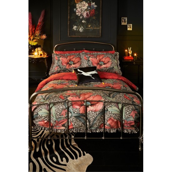 Joe Browns Red Funky Floral Leopard Reversible Bed Set