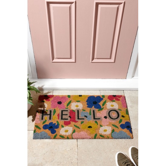 Multi Floral Poppy Hello Doormat