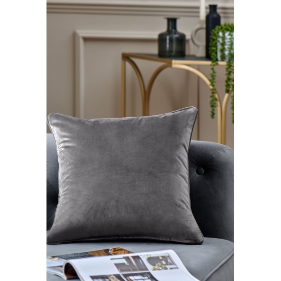 Charcoal Grey Square Matte Velvet Cushion