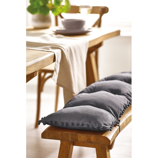 Charcoal Grey Bench Cushion Pom Pom