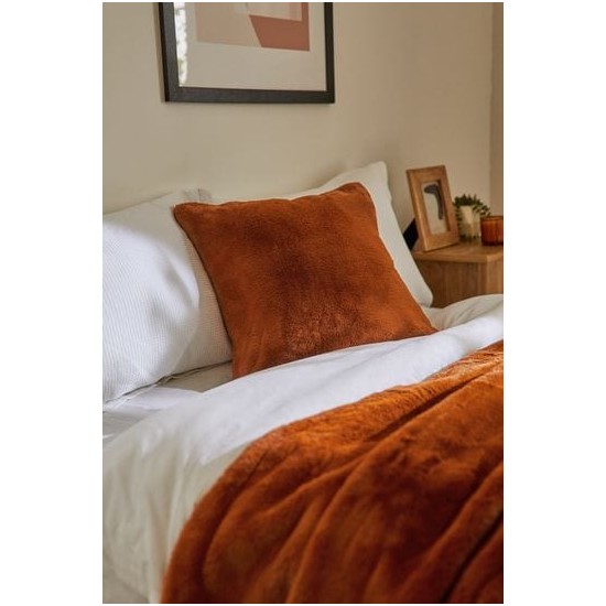 Orange Soft To Touch Plush 50 x 50 Faux Fur Cushion