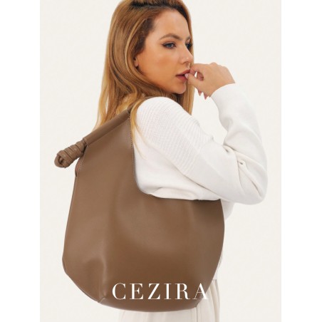 Borsa A Tracolla In Pelle Pu Con Manici Doppi E Chiusura Magnetica Di Colore Solido, Capiente E Con Stile Minimalista Per Donne