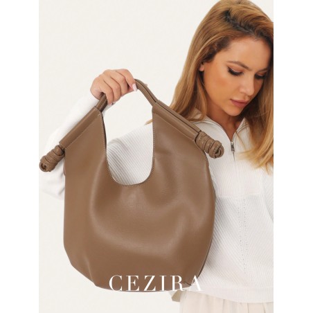 Borsa A Tracolla In Pelle Pu Con Manici Doppi E Chiusura Magnetica Di Colore Solido, Capiente E Con Stile Minimalista Per Donne