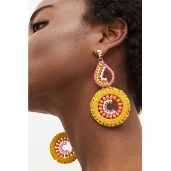 Multi Coloured Fabric Wrapped Statement Earrings
