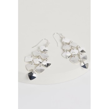 Silver Tone Recycled Metal Shimmer Drop Earrings