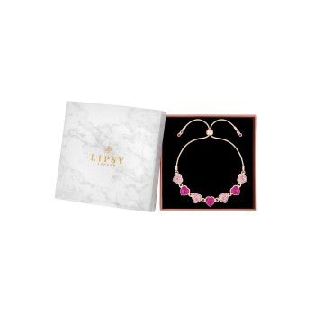 Lipsy Jewellery Gold Pink Heart Bracelet - Gift Boxed