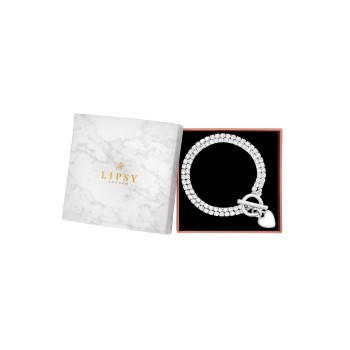 Lipsy Jewellery Silver Cupchain Heart T Bar Bracelet - Gift Boxed