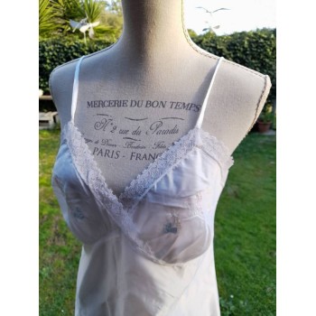 Chemise sottana nightgown vintage bianco wedding sposa shabby chic sensuale lingerie di lusso slip dress 40s